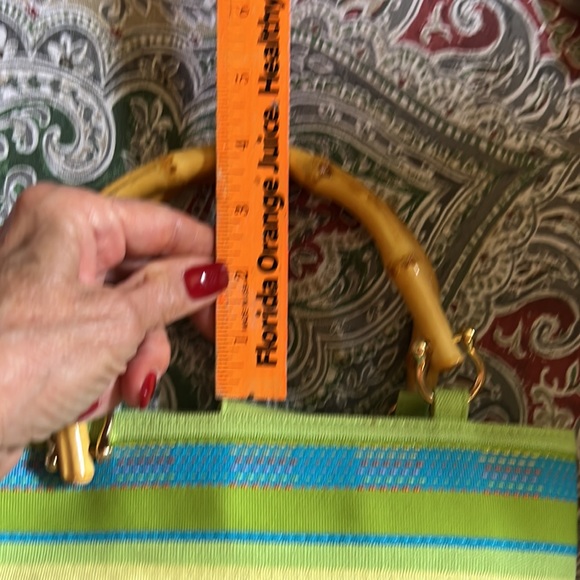 NWT - Tiannl- Handbag with beautiful bright colors and a great bamboo handle. - Picture 7 of 11